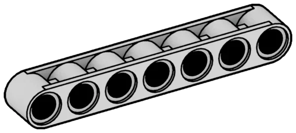 Connector: Liftarm Thick 1 x 7 in Gray, Dull