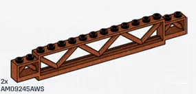 Wall 16 x 2 x 1 with cylindrical crossbeams in Brown, Rust