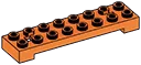 Brick 2 x 8 two-thirds-height with notch for die-cast plate in Orange, Bright