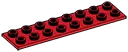 Tile 2 x 8 Inverted (half hight) in Red, Flame