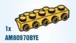 Bracket 2 x 5 - 1 x 5 with studs on top & sides, bi-level in Yellow, Lemon