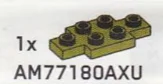 Plate Modified 2 x 4 with corner cut-outs & single stud at either end in Green, Olive Drab (Infinite Green) (Metallic)