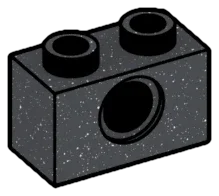 Connector Brick 1 x 2 with axle hole in Metal, Iron (Metallic)