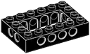 Connector: Brick 4 x 6 Open Center with pin holes in Black
