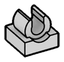 Tile Modified 1 x 1 w/ Vertical Clip on Top in Gray, Dull