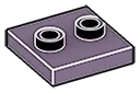 Plate 2 x 2 with two studs, center in Purple, Dark
