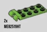 Tile Modified 2 x 4 inverse with raised horizontal clip at end in Green, Soft Grass