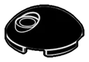Tile 2 x 2 round dome with offset hole in Black