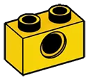 Connector Brick 1 x 2 with axle hole in Yellow, Lemon