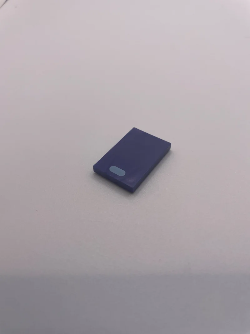 Tile 2 x 3 w/ Printed Blue Light in Purple, Rich