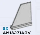 Wing 1 x 4 with 4H tail in Gray, Light (Metallic)
