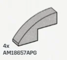 Slope Brick 1 x 2 x 4 with half-curved top in Gray, Steel