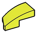 Wedge 25 1 x 2 Curved Slope, Right in Yellow, Electric
