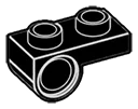 Connector Plate 1 x 2 with Axle Pin Hole on Bottom in Black