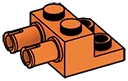 Tech: plate 2 x 2 with axle pins adjacent in Orange, Bright