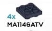 Plate Modified 2 x 2 connector: male:male in Blue, Smoke (Flake)