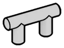 Bar 2 studs long with perpendicular pegs in Gray, Dull