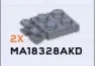 Plate 2 x 2 with horizontal clips in Gray, Light Camo (Metallic)