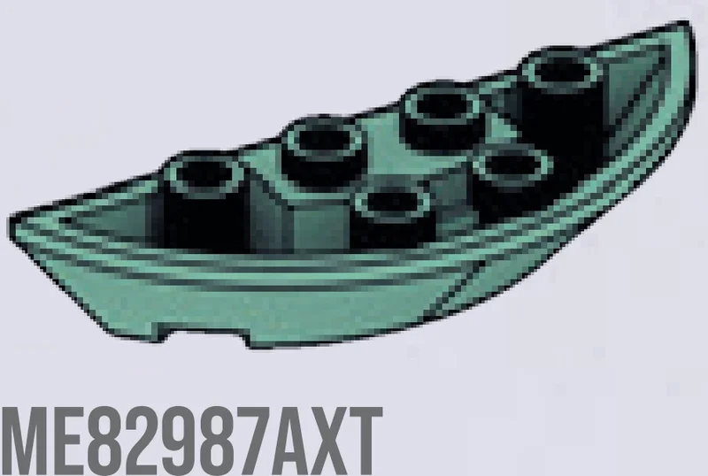 Slope Inverted Brick 2 x 6 half round in Green, Vertigris (Sand Green)
