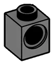 Connector Brick 1 x 1 with Axle Pin Hole in Gray, Dark (Flake)