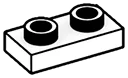 Plate 1 x 2 with hollow studs in White