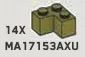 Brick 2 x 2 Corner in Green, Olive Drab (Infinite Green) (Metallic)