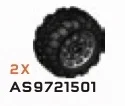 Wheel, Mini Warthog, wheel Type 2 in Multicolored