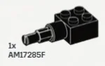 Connector Brick 2 x 2 with long axle on side in Black