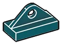 Tile Modified 1 x 2 with central fin and hole in Blue, French