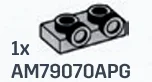 Bracket Plate 1 x 2 with two studs on side, ascending in Gray, Steel