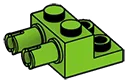 Tech: plate 2 x 2 with axle pins adjacent in Green, Lime