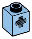 Brick 1 x 1 with cruciform axle hole in Blue, Deep Pastel