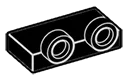 Tile 1 x 2 with two studs on side, ascending in Black