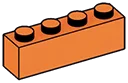 Brick 1 x 4 in Orange, Bright
