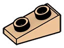 Slope Brick 25 1 x 2 with studs on slope in Brown, Light Tan