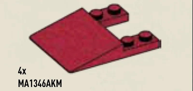 Slope 4 x 1 x 5 with center cut out in Red, Dark (Flake)