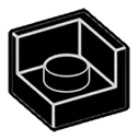 Panel 1 x 1 x 1 corner with stud in Black