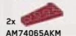 Plate 2 x 4 Wedge - Right in Red, Dark (Flake)