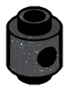Brick 1 x 1 round, male:male connector with hole in side in Metal, Iron (Metallic)