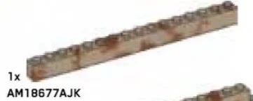Brick 1 x 16 in Gray, Tarnished (Champagne) (Metallic Camo)