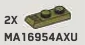 Plate Modified 1 x 2 with offset handle, type 01 in Green, Olive Drab (Infinite Green) (Metallic)