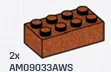 Brick 2 x 4 in Brown, Rust