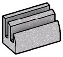 Brick 1 x 2 with curved top, grill in Gray, Steel