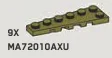Wedge Plate 2 x 6 - Right in Green, Olive Drab (Infinite Green) (Metallic)