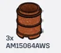 Container: barrel, small drum with hole in base in Brown, Rust