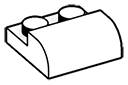 Slope Plate 2 x 1 x 2 Half-Curved Top in White