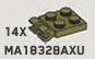 Plate Modified 2 x 2 with horizontal clips in Green, Olive Drab (Infinite Green) (Metallic)