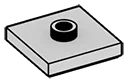 Plate 2 x 2 with one stud, centered in Gray, Dull