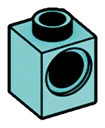 Connector Brick 1 x 1 with Axle Pin Hole in Teal