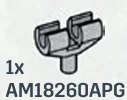 Connector: pin with double clip in Gray, Steel